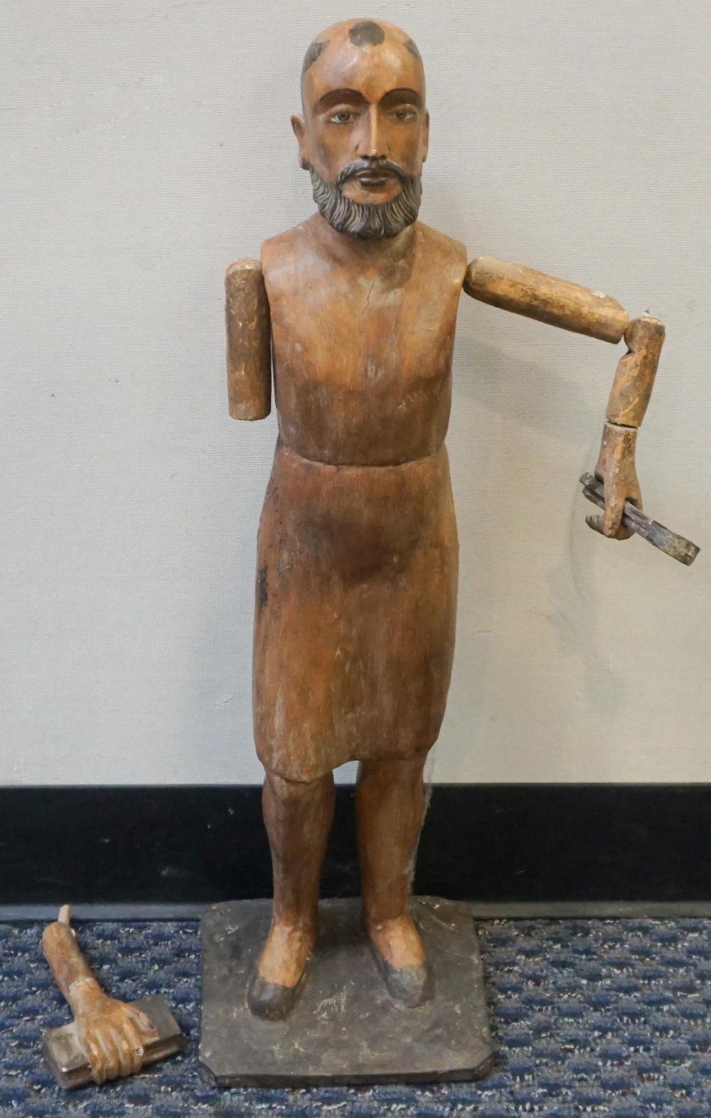 PARTIAL PAINTED CARVED WOOD