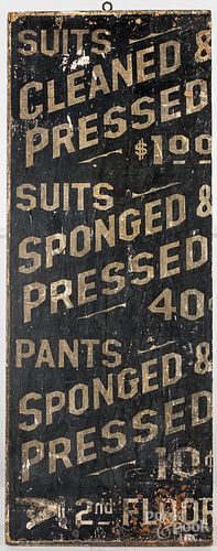 PARTIAL PAINTED PINE TRADE SIGN,