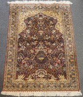 PARTIAL SILK GOUM RUG, 6 FT 2