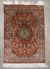 PARTIAL SILK QUM RUG, 2 FT 6 I