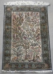 PARTIAL SILK TABRIZ RUG, 4 FT