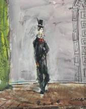 PASCAL CUCARO, CLOWN, OIL ON B