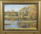 PASTEL, AUTUMN RIVER SCENE, AT
