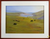 PASTEL, COWS ON THE COASTLINE
