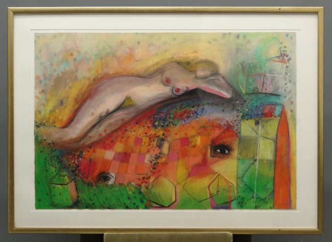 Pastel nude woman signed and