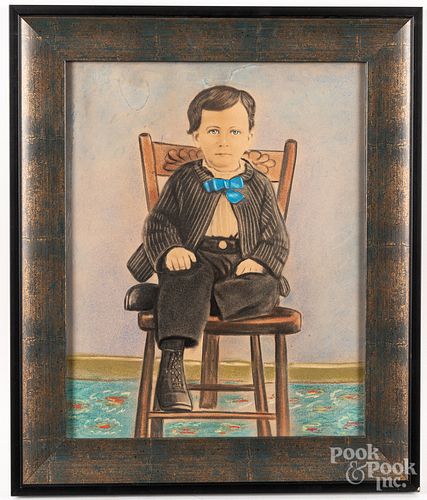 PASTEL PORTRAIT OF A SEATED BOY,