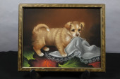 PASTEL PORTRAIT OF PUPPY IN WO