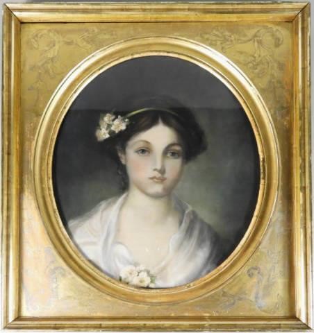 PASTEL PORTRAIT, YOUNG LADY, 19TH