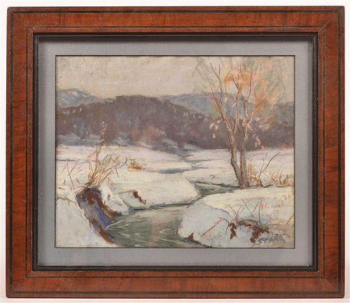 PASTEL WATERCOLOR WINTER STREAM