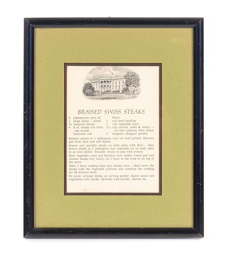 PAT NIXON AUTOGRAPH RECIPEPat Nixon