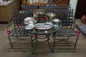 PATINATED ALUMINUM GLASS TOP D
