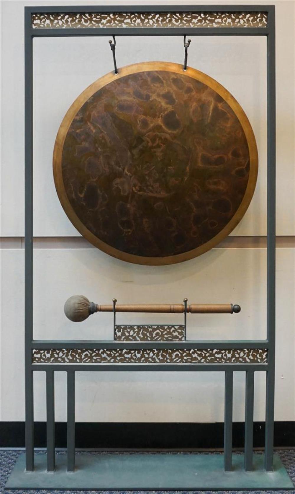 PATINATED BRASS AND DECORATED
