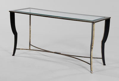 Patinated Brass and Glass Sofa