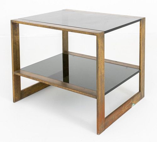 PATINATED BRONZE &AMP; SMOKED GLASS