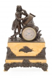 PATINATED BRONZE AND MARBLE FI
