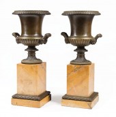 PATINATED BRONZE AND MARBLE ME