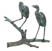 PATINATED BRONZE BIRD SCULPTUR