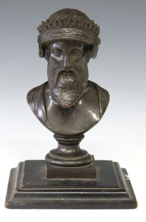 PATINATED BRONZE BUST, POSSIBLY