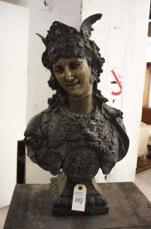 PATINATED BRONZE BUST, ROMAN G