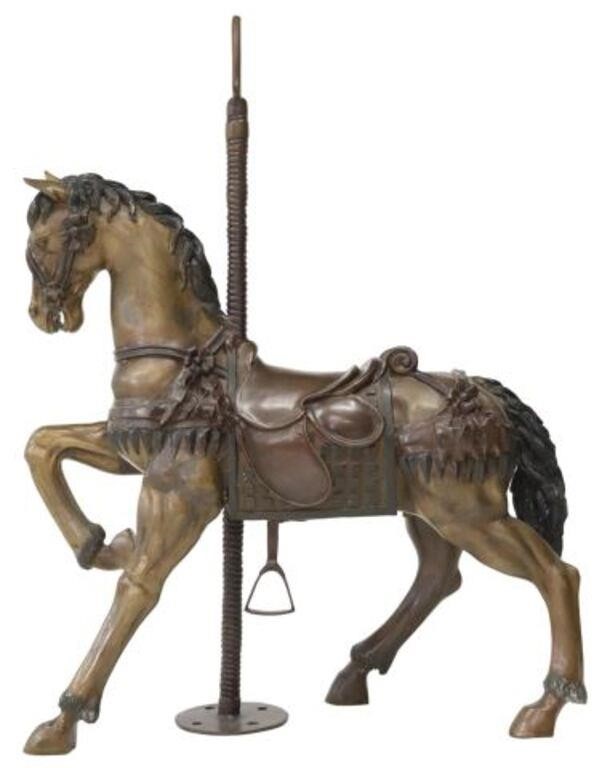PATINATED BRONZE CAROUSEL HORSE