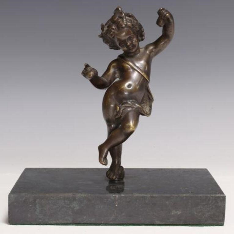 PATINATED BRONZE CHERUB SCULPTURE