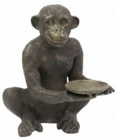 PATINATED BRONZE CHIMP SCULPTU