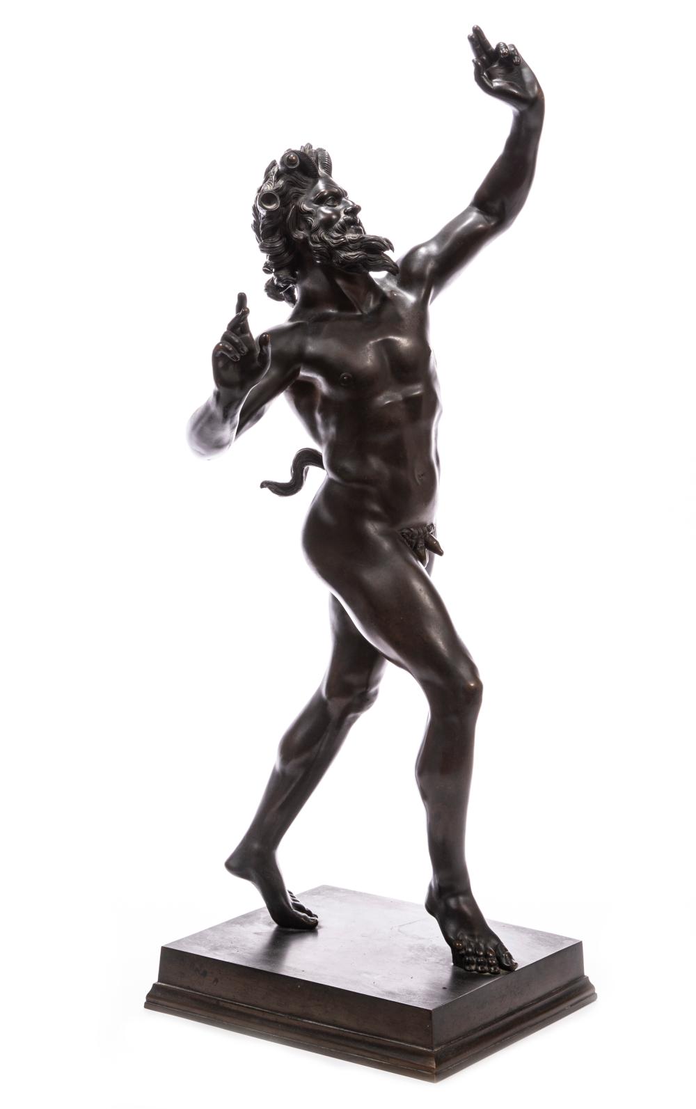 PATINATED BRONZE "DANCING FAUN OF