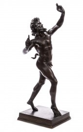 PATINATED BRONZE "DANCING FAUN