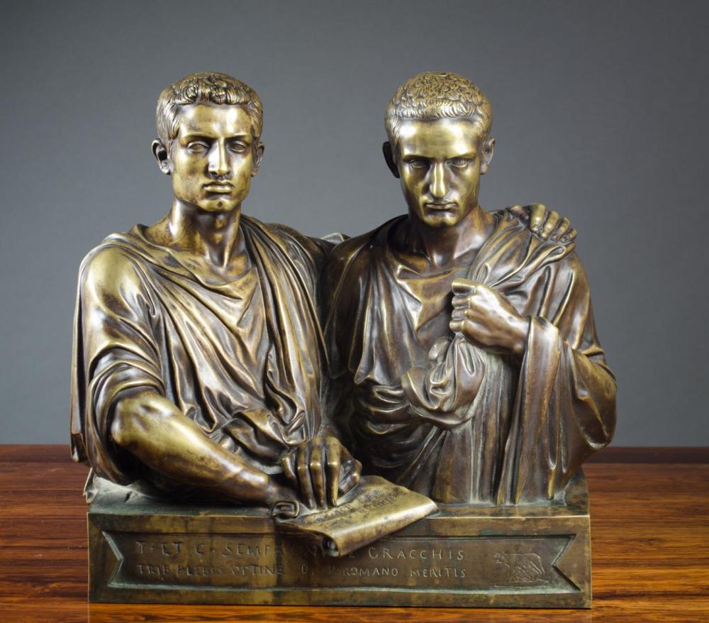 PATINATED BRONZE DOUBLE BUST, THE