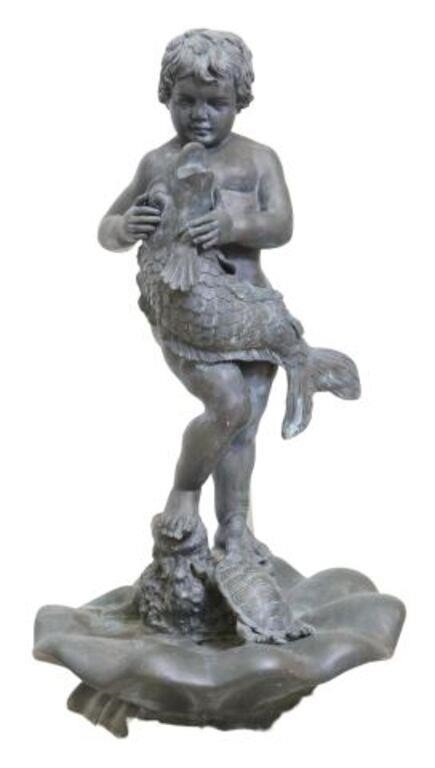 PATINATED BRONZE FIGURAL GARDEN