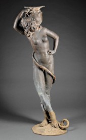 PATINATED BRONZE FIGURAL GARDE