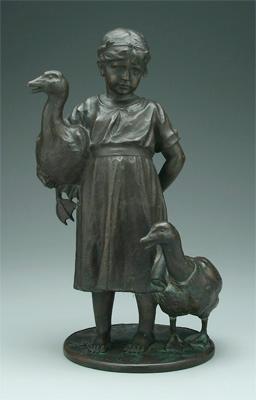 Patinated bronze figural group,
