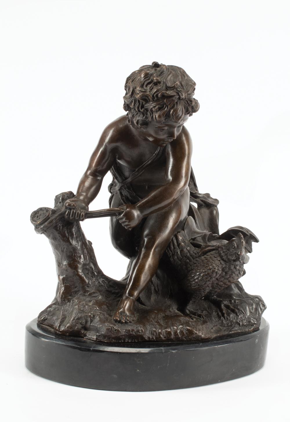 PATINATED BRONZE FIGURAL GROUP OF