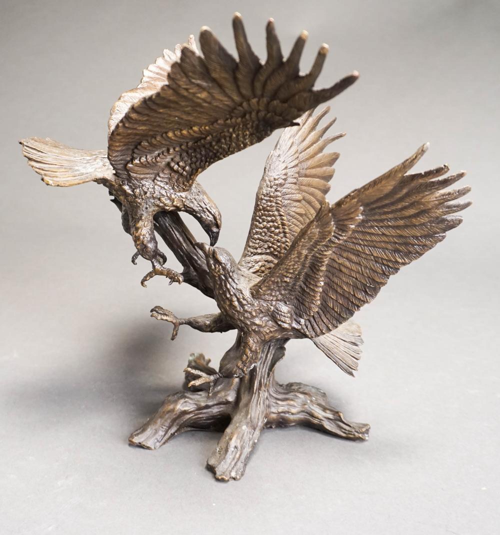 PATINATED BRONZE FIGURAL GROUP OF