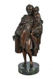 PATINATED BRONZE FIGURAL GROUP