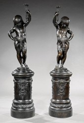 PATINATED BRONZE FIGURAL TORCH