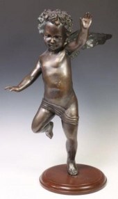 PATINATED BRONZE FIGURAL WINGE