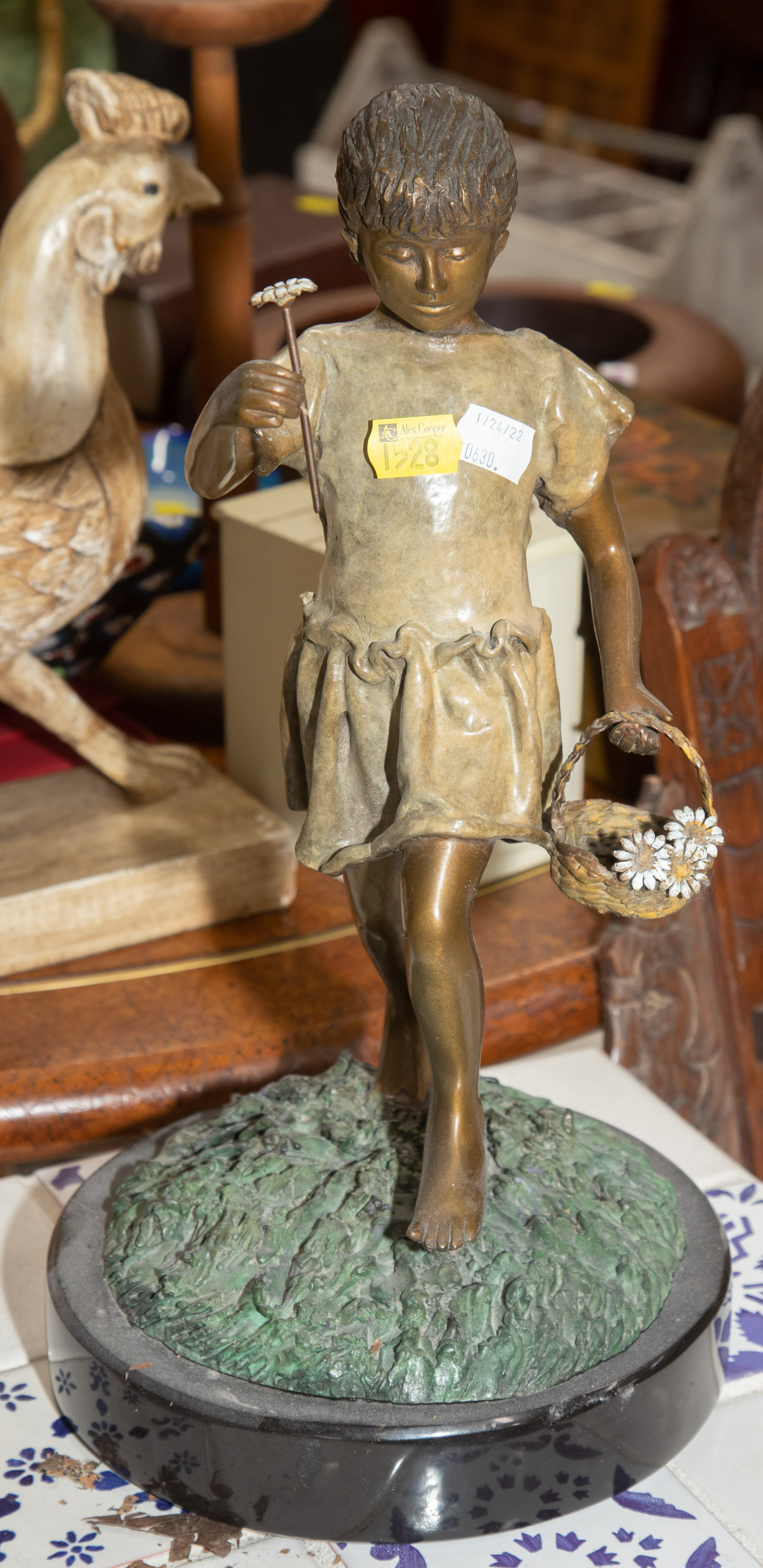 PATINATED BRONZE FIGURE OF A GIRL