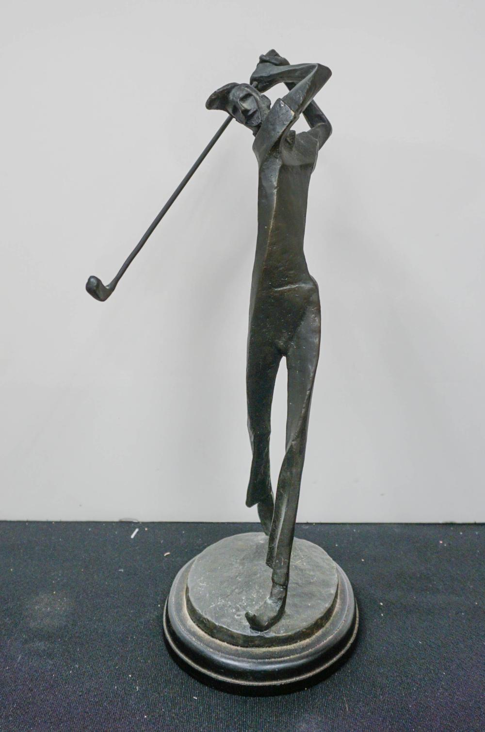 PATINATED BRONZE FIGURE OF GOLFER