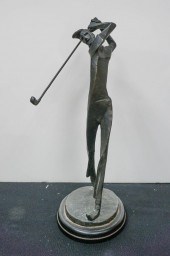 PATINATED BRONZE FIGURE OF GOL