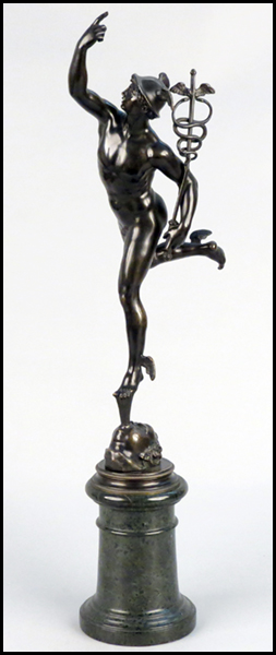 PATINATED BRONZE FIGURE OF MERCURY.