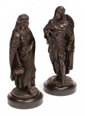 PATINATED BRONZE FIGURESPair o