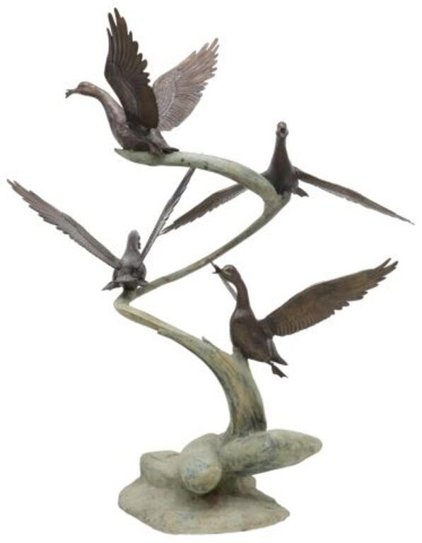 PATINATED BRONZE GARDEN FOUNTAIN