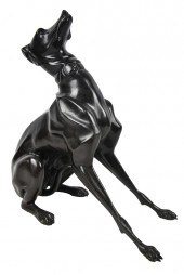 PATINATED BRONZE GREYHOUND FIG