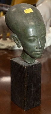PATINATED BRONZE HEAD OF ANCIE