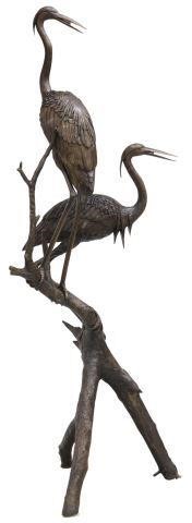 PATINATED BRONZE HERON GARDEN