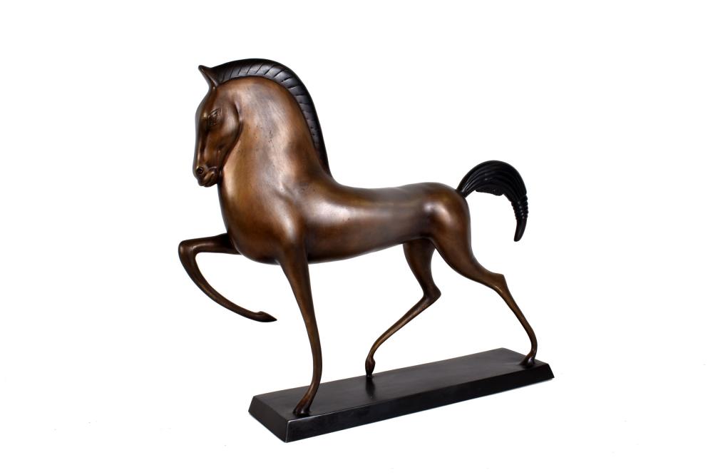 PATINATED BRONZE HORSE IN THE