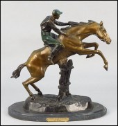 PATINATED BRONZE JUMPING HORSE