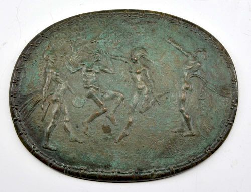 PATINATED BRONZE MEDALLION, NUDE
