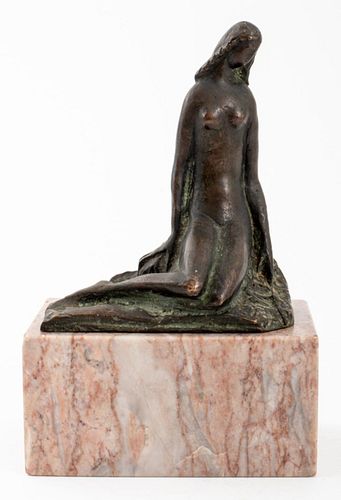 PATINATED BRONZE NUDE FEMALE FIGURE
